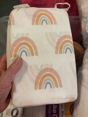 Nordstrom Changing Pad Cover 3-Pack - Cream with Pastel Rainbow Accents